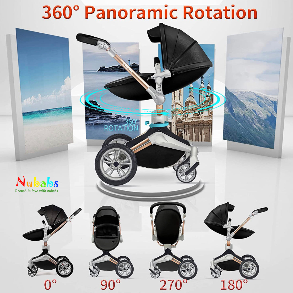 Nubabs Black 360 Degree Stroller & Pram