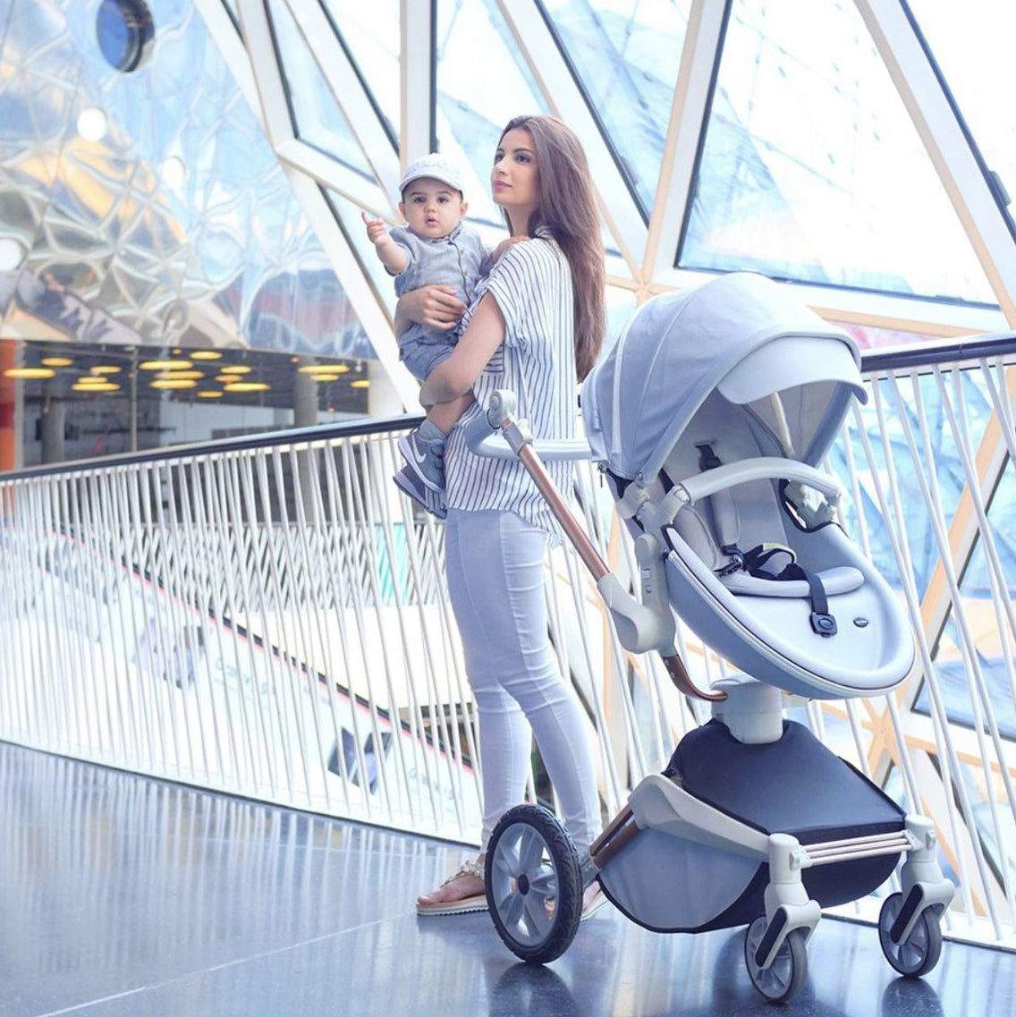 Nubabs Grey 360 Rotating Stroller and Pram